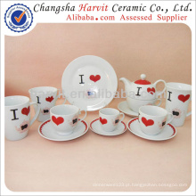 Ceramic Dinnerware Dinner Set / I Love Tea Decoração Pequeno-almoço Set / porcelana Cereal Bowl Placa De Fruta Copo De Chá Copo De Café E Pires